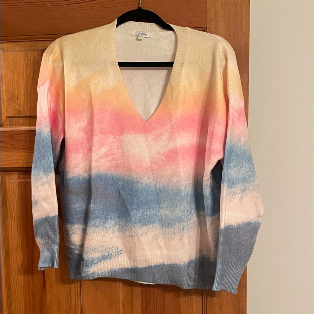 Cocobleu V-Neck Sweater in Pink, Blue, and Cream